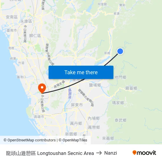 龍頭山遊憩區 Longtoushan Secnic Area to Nanzi map