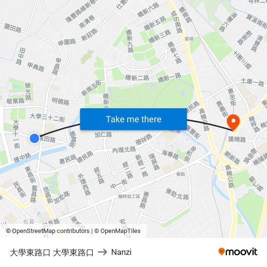大學東路口 大學東路口 to Nanzi map