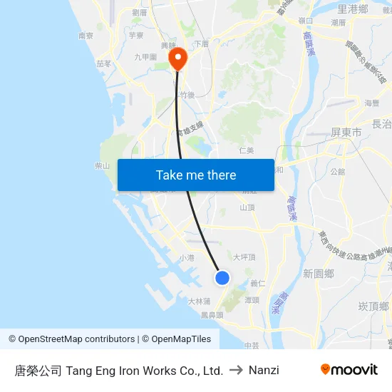 唐榮公司 Tang Eng Iron Works Co., Ltd. to Nanzi map