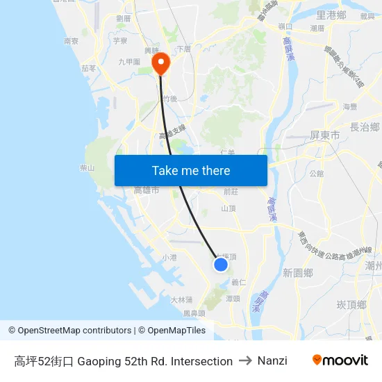 高坪52街口 Gaoping 52th Rd. Intersection to Nanzi map