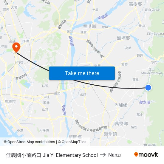 佳義國小前路口 Jia Yi Elementary School to Nanzi map