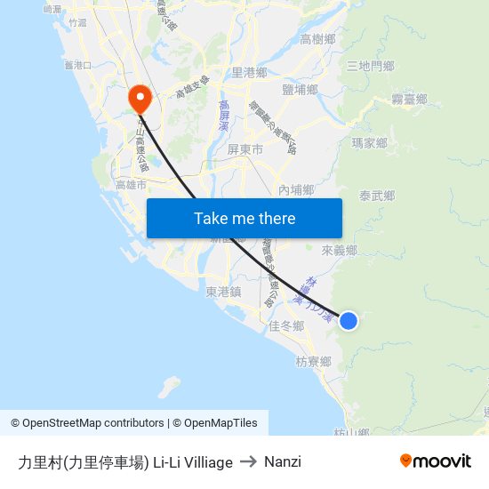 力里村(力里停車場) Li-Li Villiage to Nanzi map