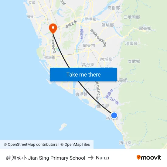 建興國小 Jian Sing Primary School to Nanzi map