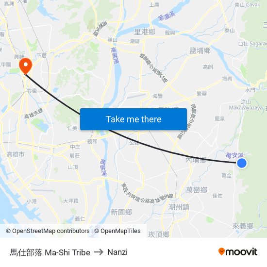 馬仕部落 Ma-Shi Tribe to Nanzi map