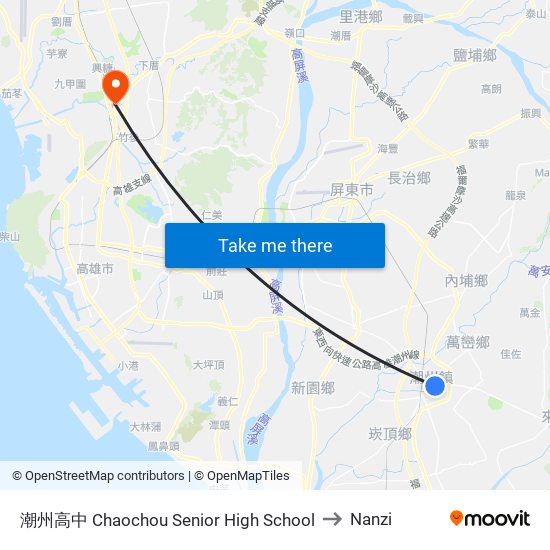 潮州高中 Chaochou Senior High School to Nanzi map