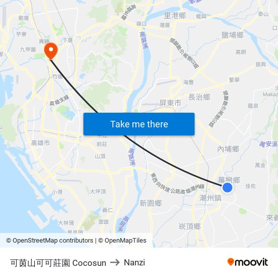 可茵山可可莊園 Cocosun to Nanzi map