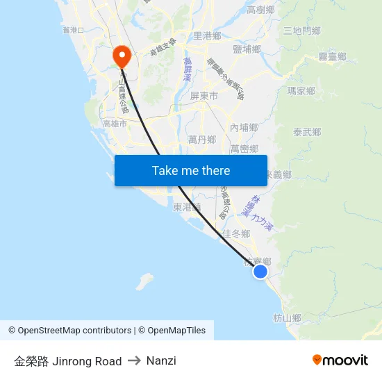 Jinrong Road to Nanzi map