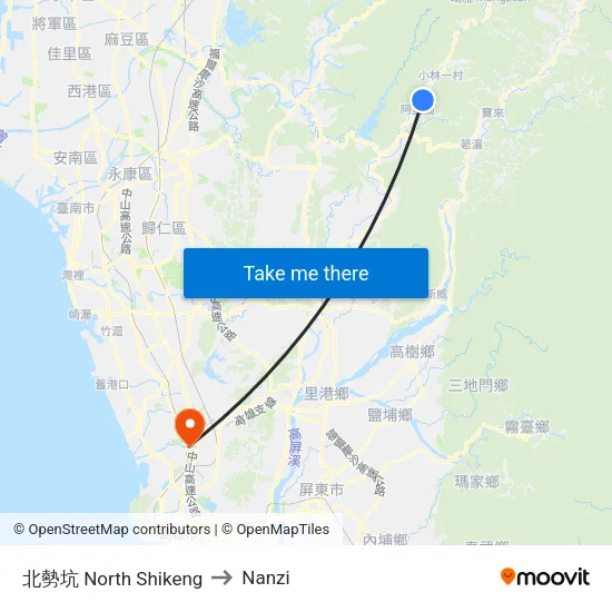 北勢坑 North Shikeng to Nanzi map