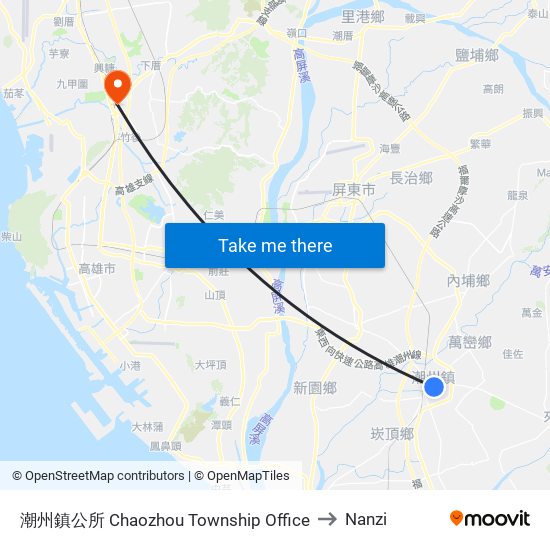 潮州鎮公所 Chaozhou Township Office to Nanzi map