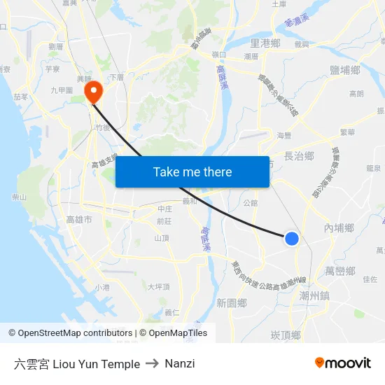 六雲宮 Liou Yun Temple to Nanzi map