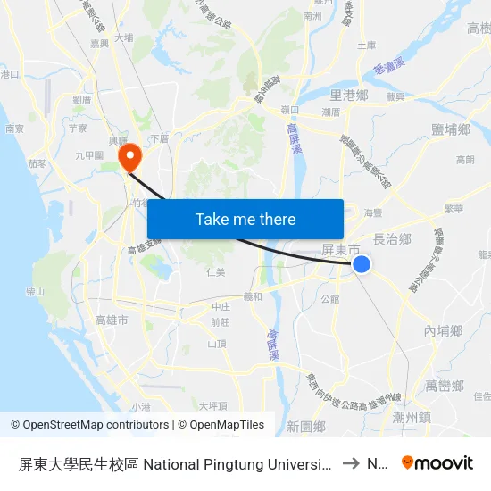 屏東大學民生校區 National Pingtung University Minsheng Campus to Nanzi map