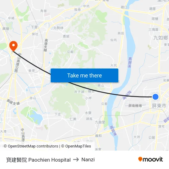 寶建醫院 Paochien Hospital to Nanzi map