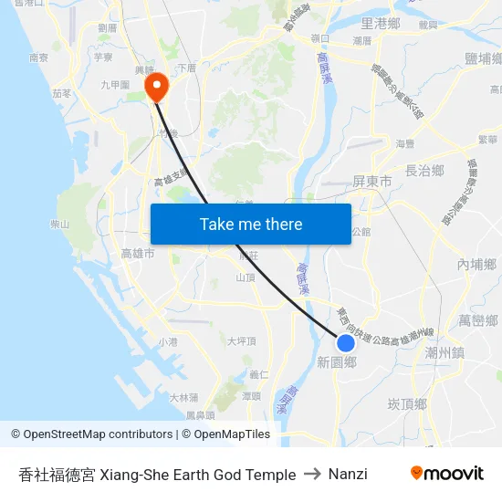 香社福德宮 Xiang-She Earth God Temple to Nanzi map