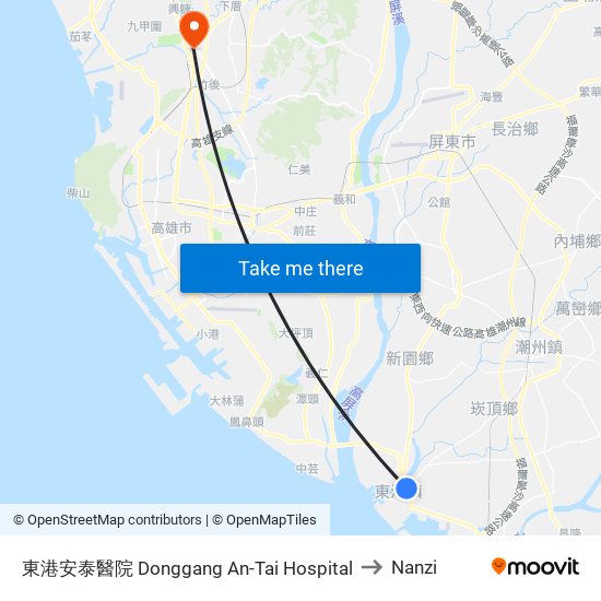 東港安泰醫院 Donggang An-Tai Hospital to Nanzi map