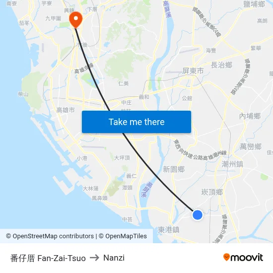 Fan-Zai-Tsuo to Nanzi map