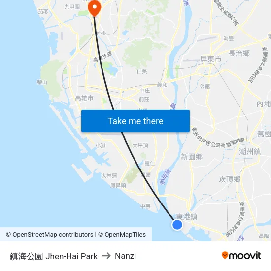 鎮海公園 Jhen-Hai Park to Nanzi map