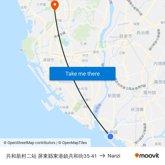 共和新村二站 屏東縣東港鎮共和街35-41 to Nanzi map