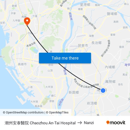 潮州安泰醫院 Chaozhou An-Tai Hospital to Nanzi map