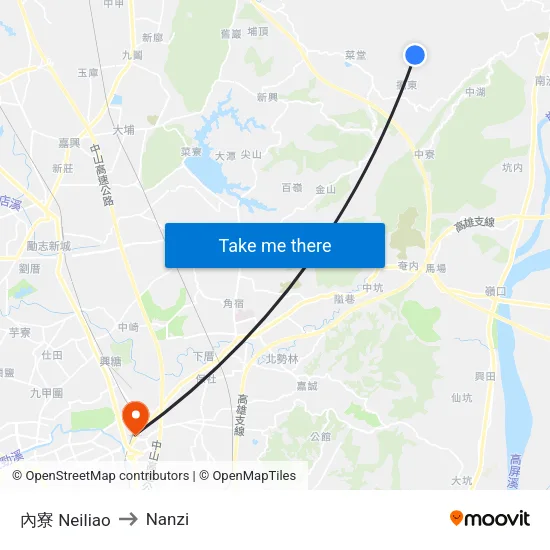 內寮 Neiliao to Nanzi map