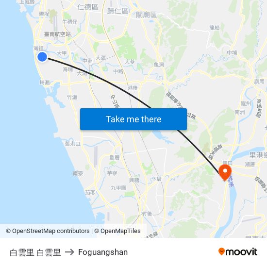 白雲里 白雲里 to Foguangshan map