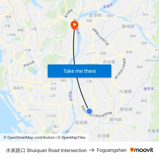 水泉路口 Shuiquan Road Intersection to Foguangshan map