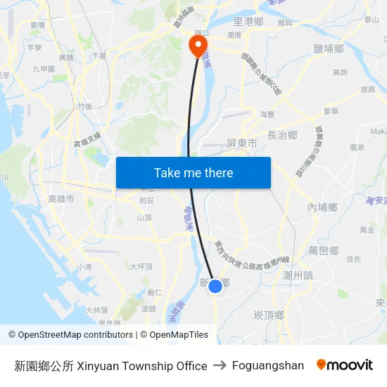 Xinyuan Township Office to Foguangshan map