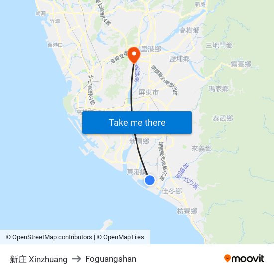 新庄 Xinzhuang to Foguangshan map