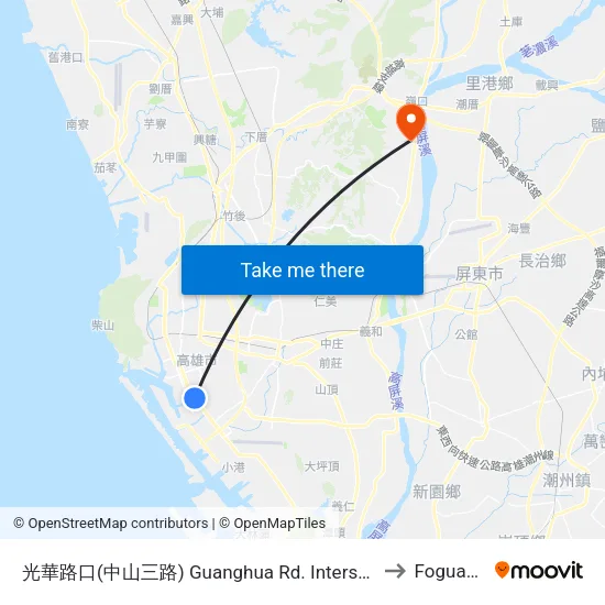 Guanghua Rd. Intersection (Zhongshan 3rd Rd.) to Foguangshan map