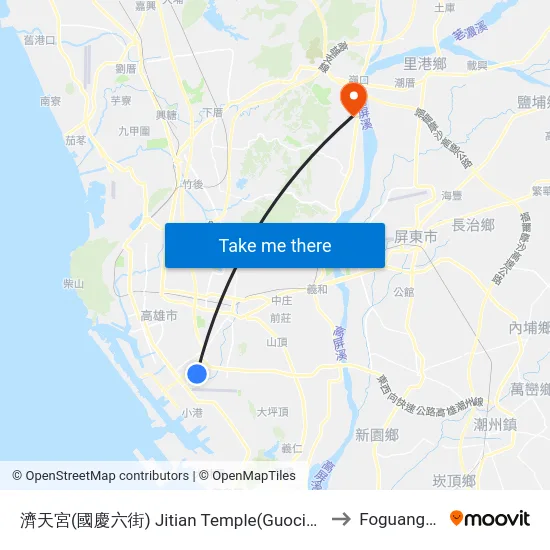 濟天宮(國慶六街) Jitian Temple(Guocing 6the Rd.) to Foguangshan map