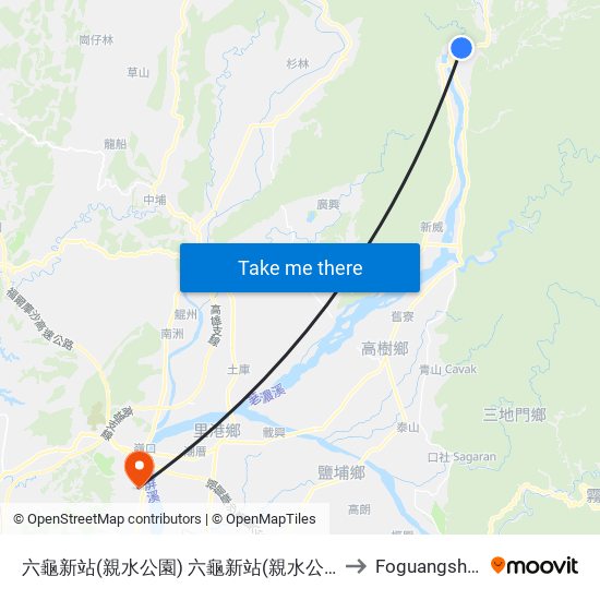 六龜新站(親水公園) 六龜新站(親水公園) to Foguangshan map