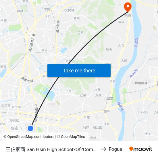 三信家商 San Hsin High School?Of?Commerce And Home Economics to Foguangshan map