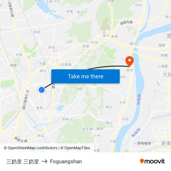 三奶里 三奶里 to Foguangshan map