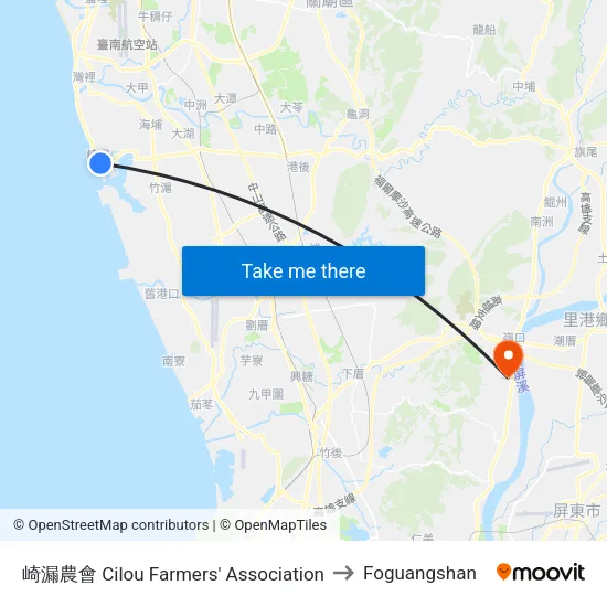 崎漏農會 Cilou Farmers' Association to Foguangshan map