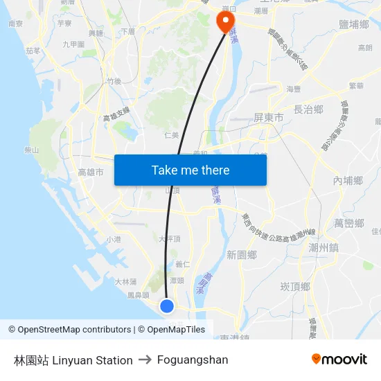 林園站 Linyuan Station to Foguangshan map