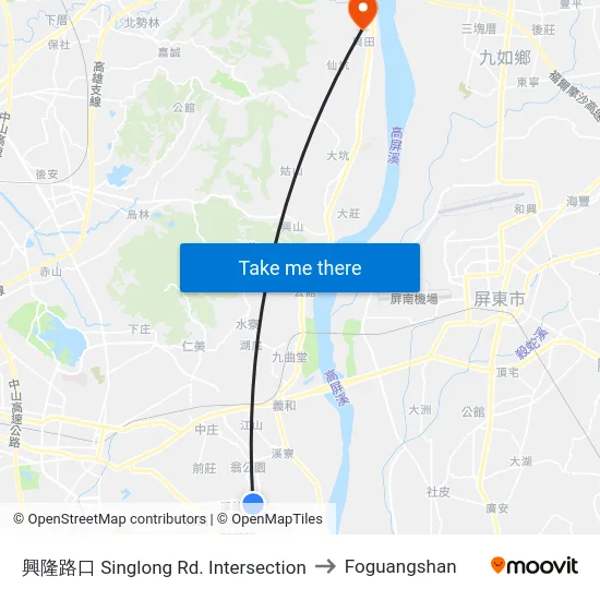 興隆路口 Singlong Rd. Intersection to Foguangshan map