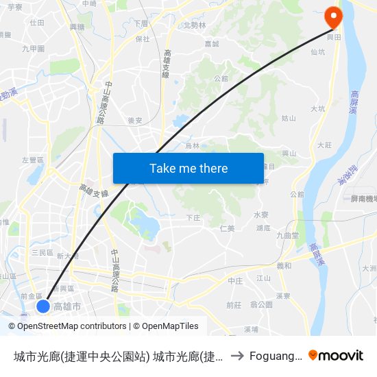 城市光廊(捷運中央公園站) 城市光廊(捷運中央公園站) to Foguangshan map