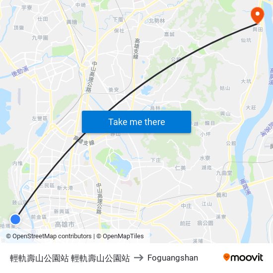輕軌壽山公園站 輕軌壽山公園站 to Foguangshan map