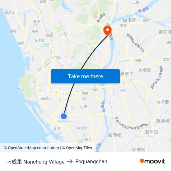 南成里 Nancheng Village to Foguangshan map