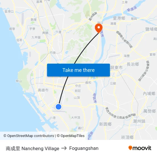 南成里 Nancheng Village to Foguangshan map