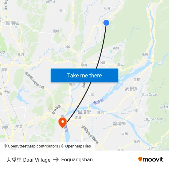 大愛里 Daai Village to Foguangshan map