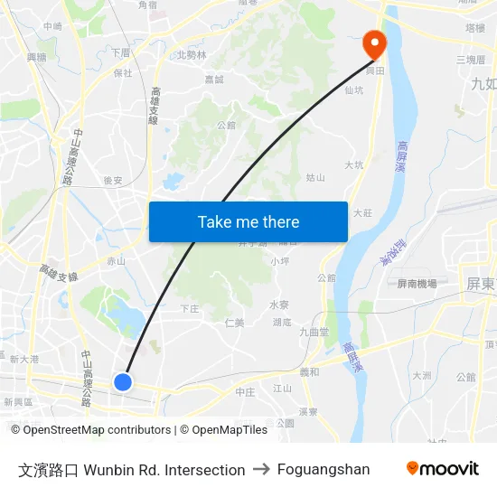 文濱路口 Wunbin Rd. Intersection to Foguangshan map