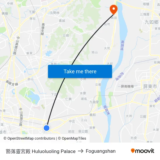 豁落靈宮殿 Huluoluoling Palace to Foguangshan map