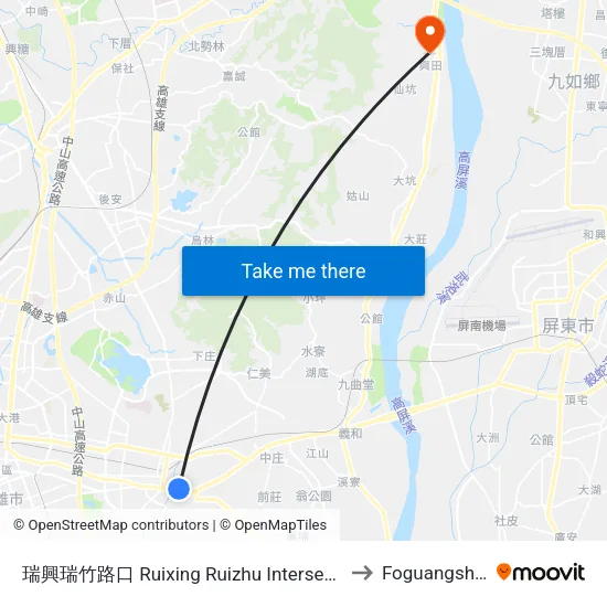 瑞興瑞竹路口 Ruixing Ruizhu Intersection to Foguangshan map