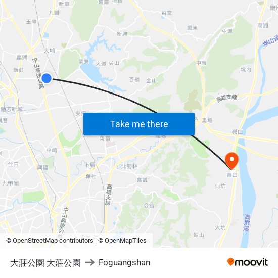 大莊公園 大莊公園 to Foguangshan map