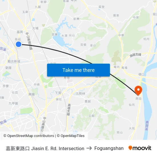 嘉新東路口 Jiasin E. Rd. Intersection to Foguangshan map
