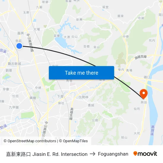 嘉新東路口 Jiasin E. Rd. Intersection to Foguangshan map