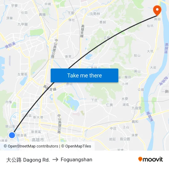 大公路 Dagong Rd. to Foguangshan map