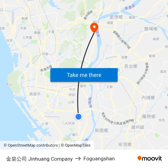 金皇公司 Jinhuang Company to Foguangshan map