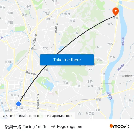 復興一路 Fusing 1st Rd. to Foguangshan map
