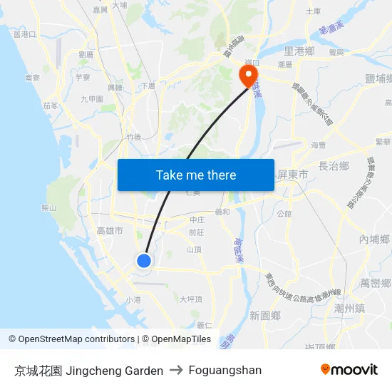 京城花園 Jingcheng Garden to Foguangshan map